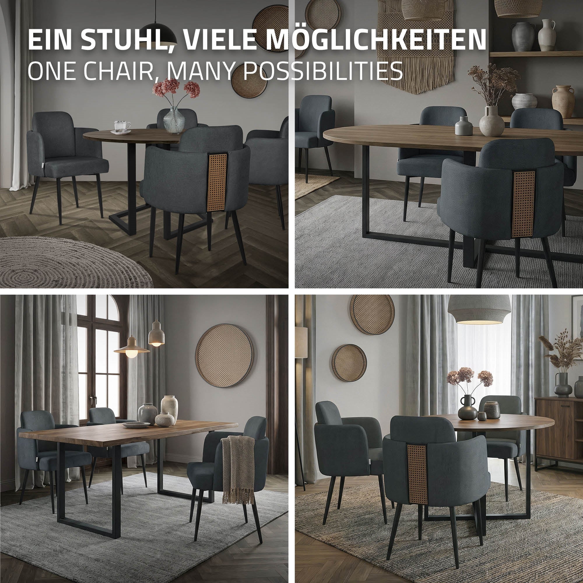 ECD Germany ML chaises salle à manger anthracite 120 kg lot 6
