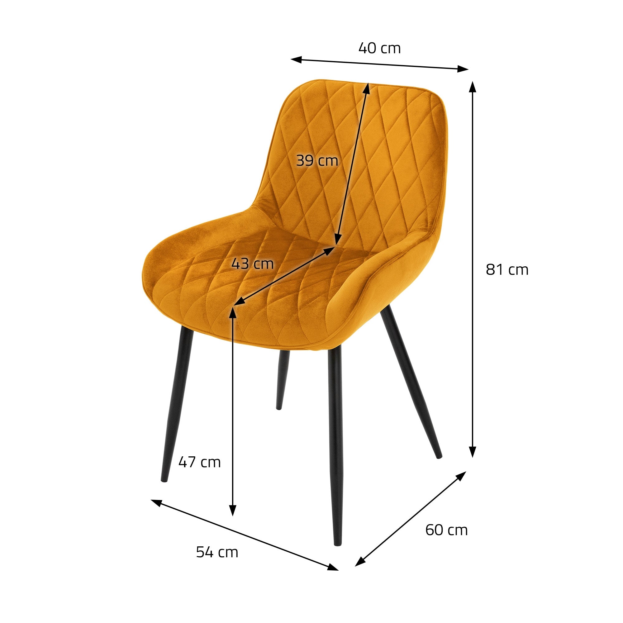 ECD Germany Möbel chaise velours moutarde lot 6 losanges