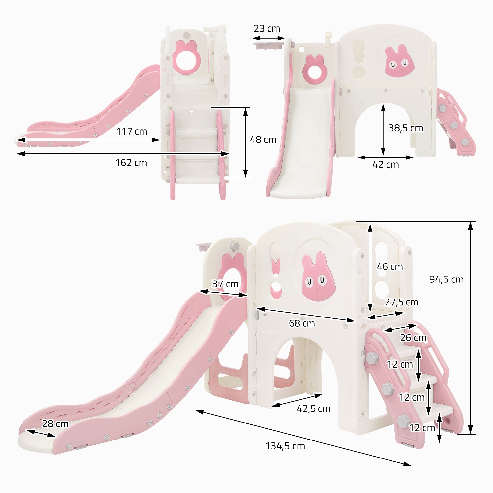 ECD Germany Joyz toboggan enfant rose 5en1 avec tour