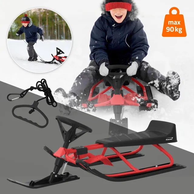 ECD Germany Kinder luge directionnelle rouge avec frein