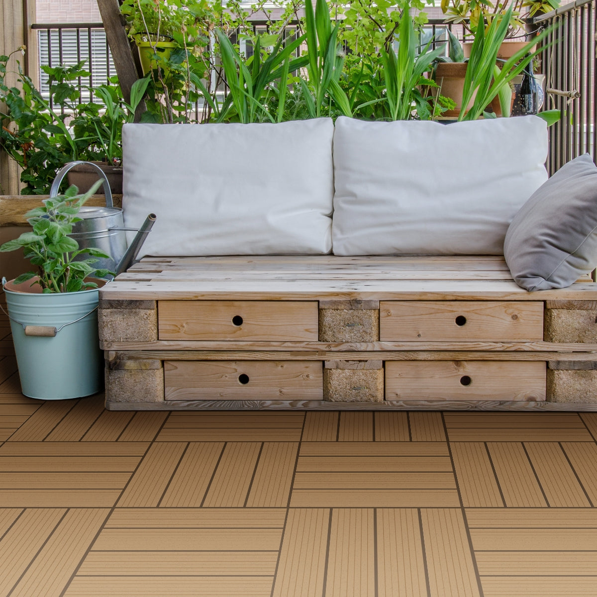 ECD Germany dalle terrasse WPC teck 30x30 cm lot 11 soit 1 m²