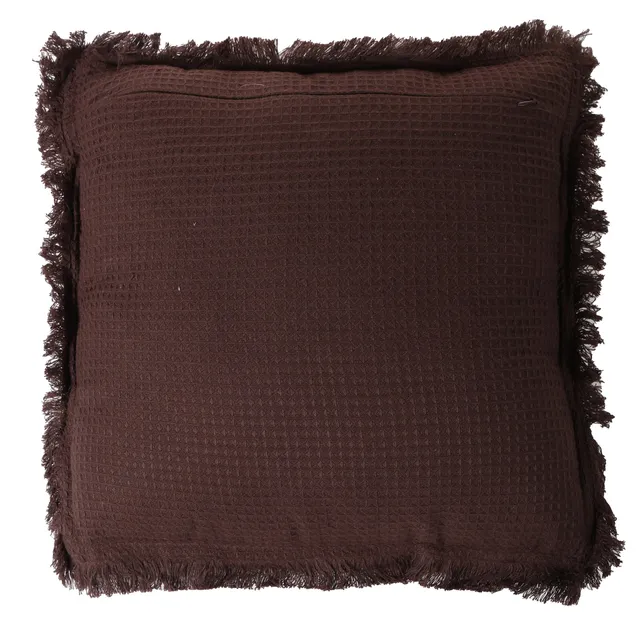Stokomani Maison coussin coton marron 40x40 cm gaufré