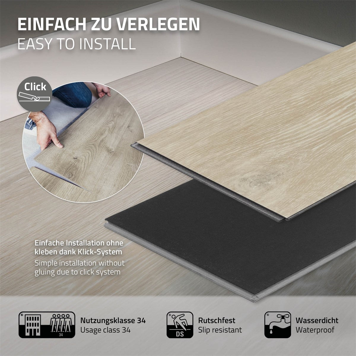 ML-Design sol vinyle clic 122x18 cm 4,2 mm acacia 1,54m²
