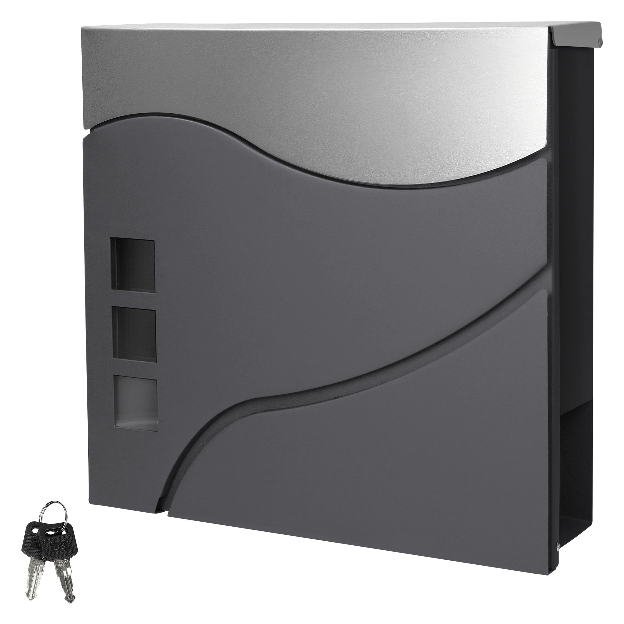 ECD Germany Bauen & Renovieren boîte aux lettres 37 cm anthracite inox