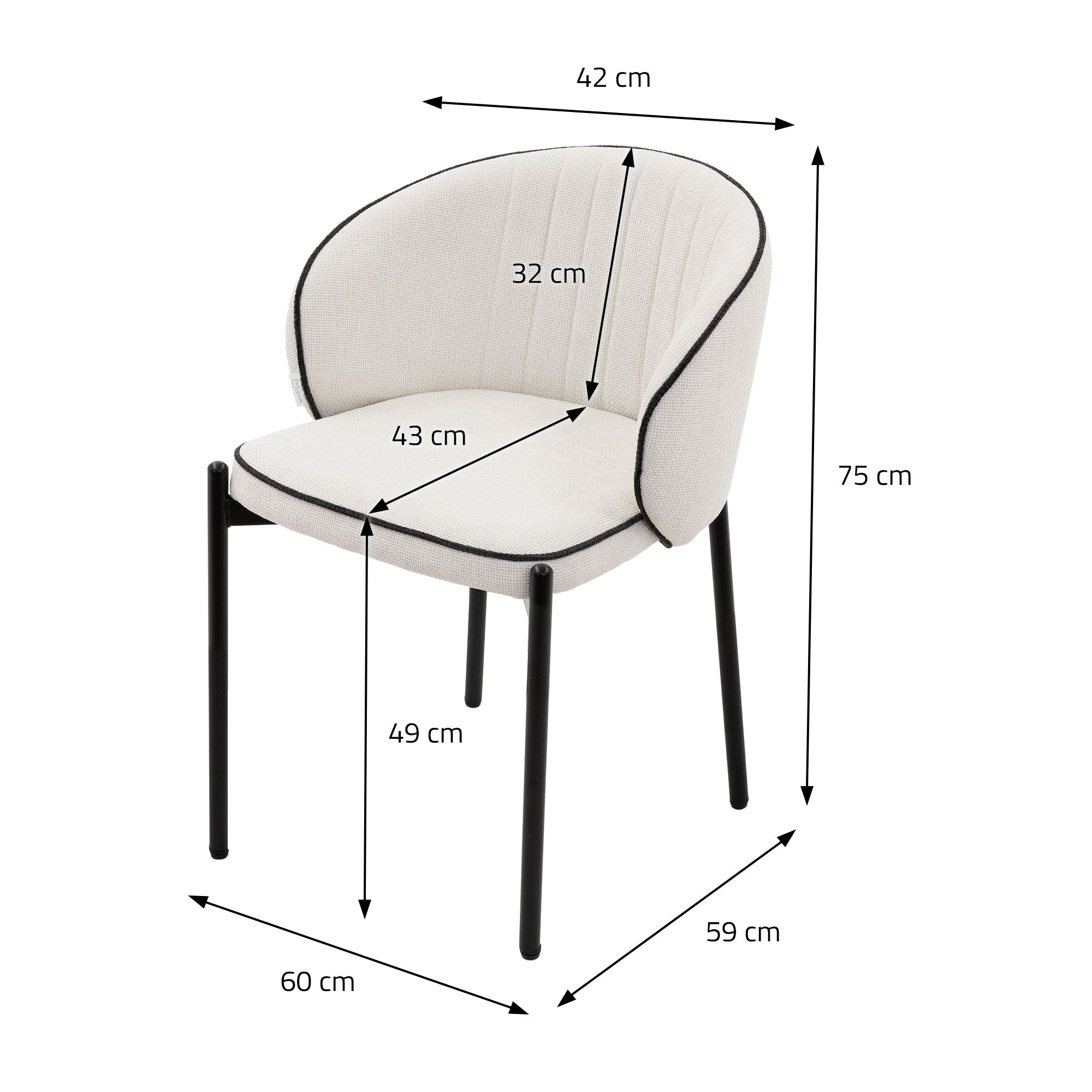 ECD Germany ML-Design Lot 2 chaises salle à manger beige