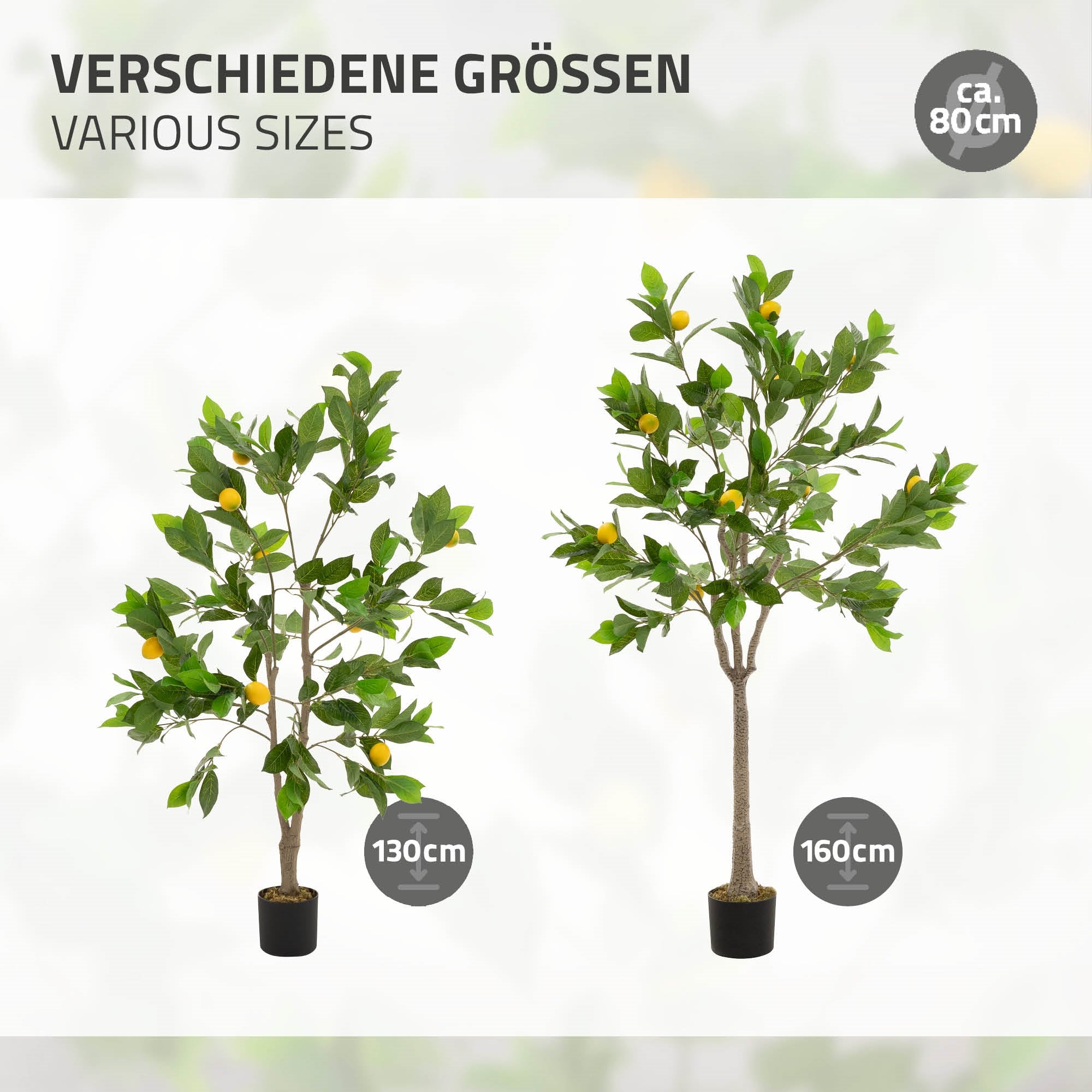 ECD Germany Haus Wohnen citronnier artificiel 130 cm pot