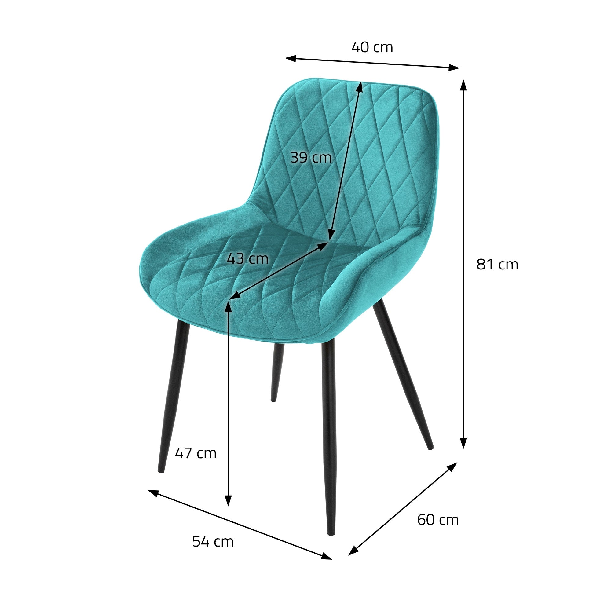 ECD Germany Möbel Chaise salle à manger velours pétrole lot 6