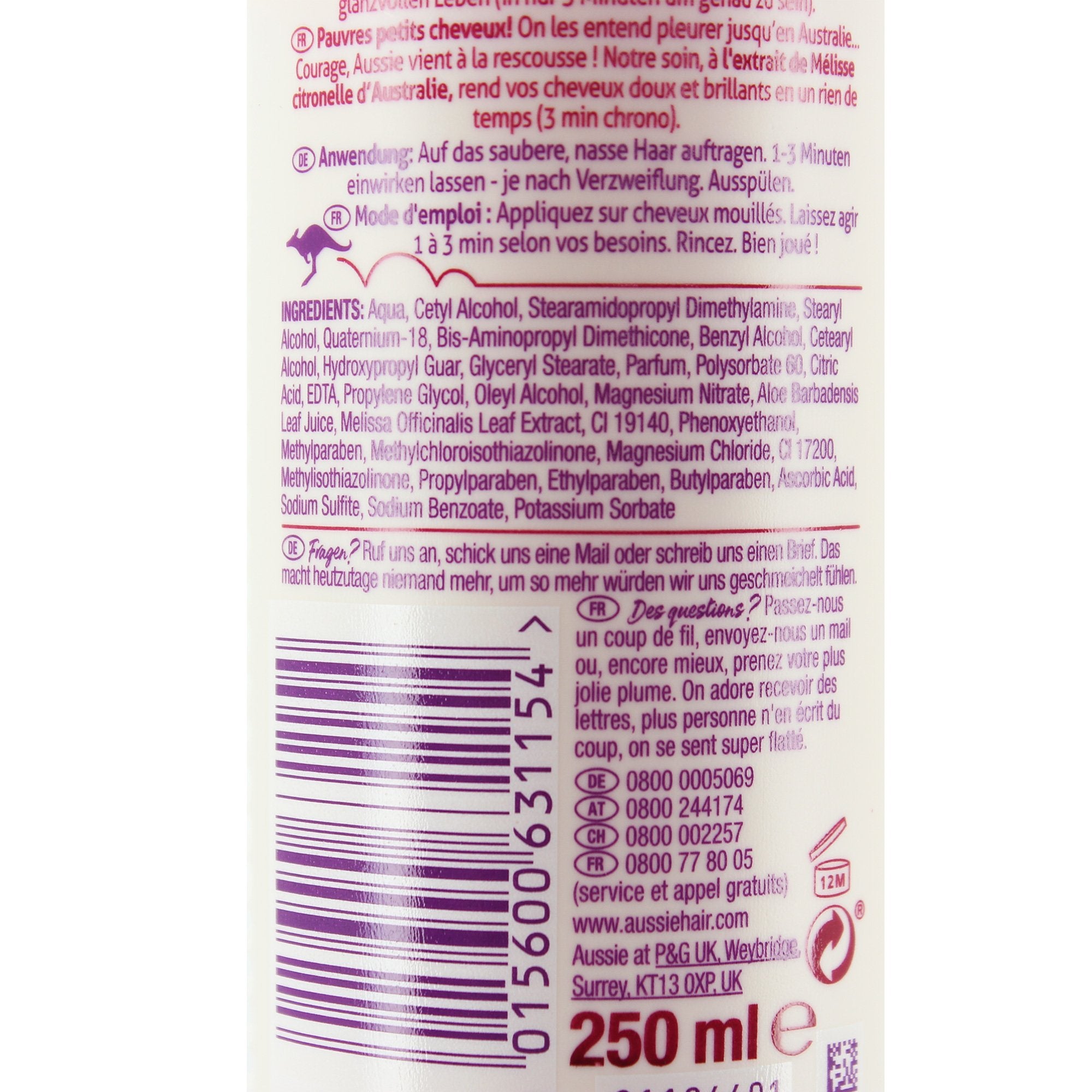Aussie Miracle Pure Masque cheveux 3 Minutes Macadamia soin