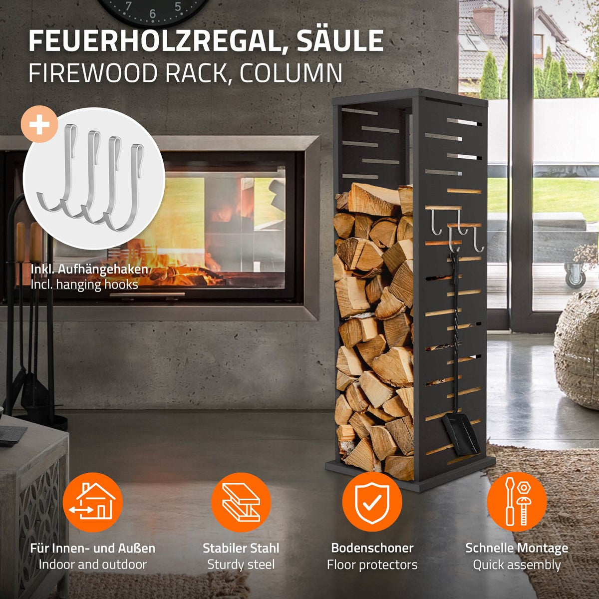 ML-Design range-bûches colonne 37,5x37,5x112 cm anthracite
