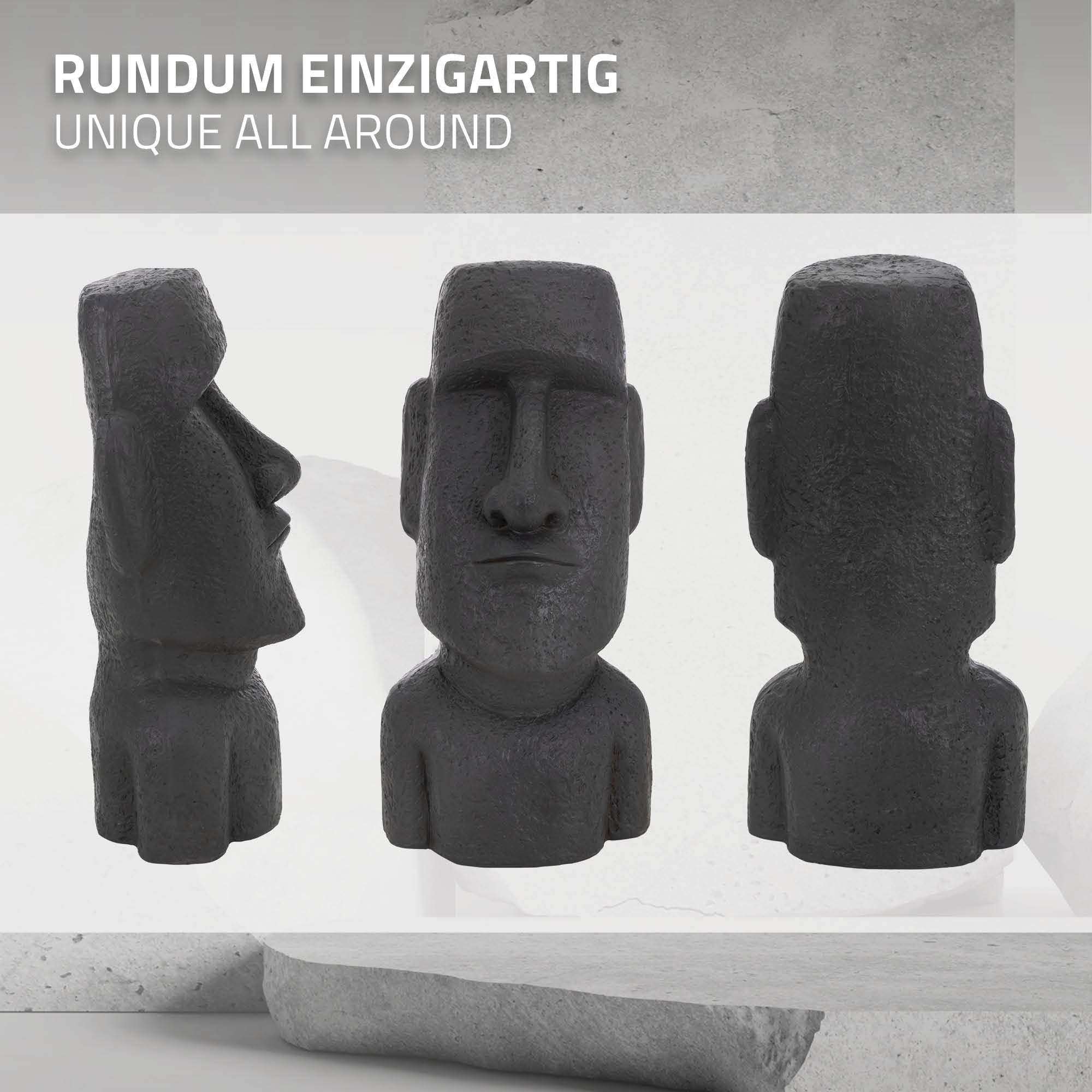 ECD Germany Haus & Wohnen statue Moaï 53,5 cm anthracite résine