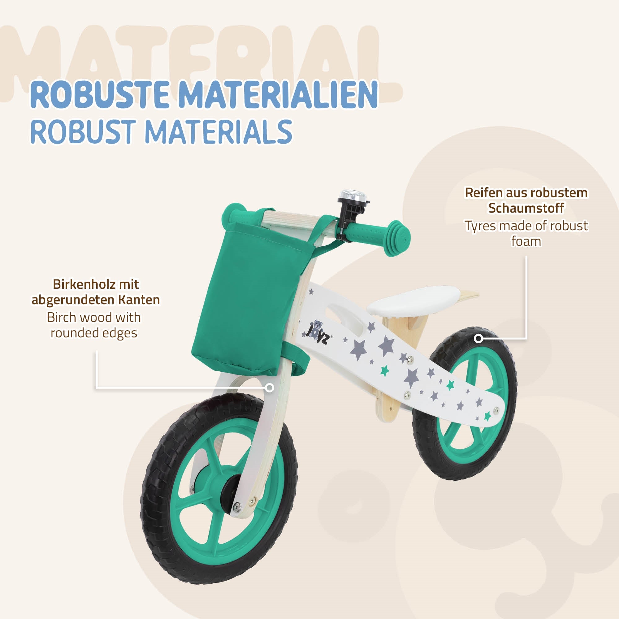 ECD Germany Kinder Joyz draisienne bois bleue siège réglable dès 2 ans