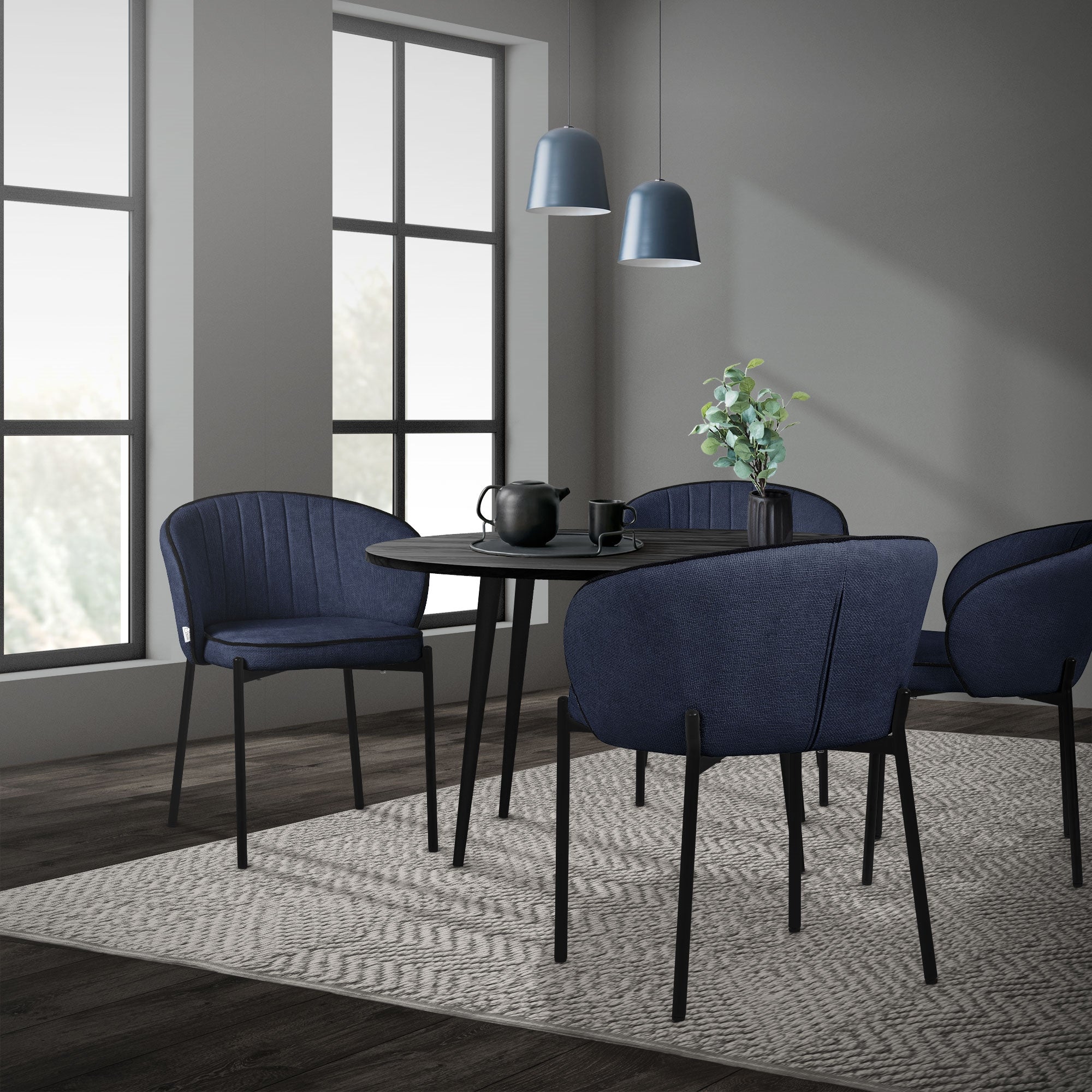 ML-Design 2 chaises salle à manger bleu foncé tissu 120 kg