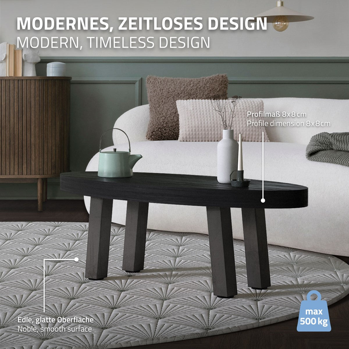 ECD Möbel Pied de table acier 42 cm lot 4 incliné 500 kg