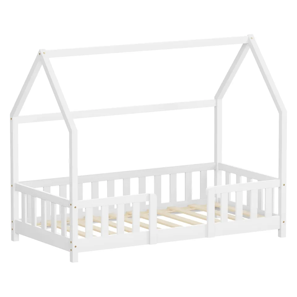 ECD Germany lit cabane enfant 80x160 blanc pin + sommier