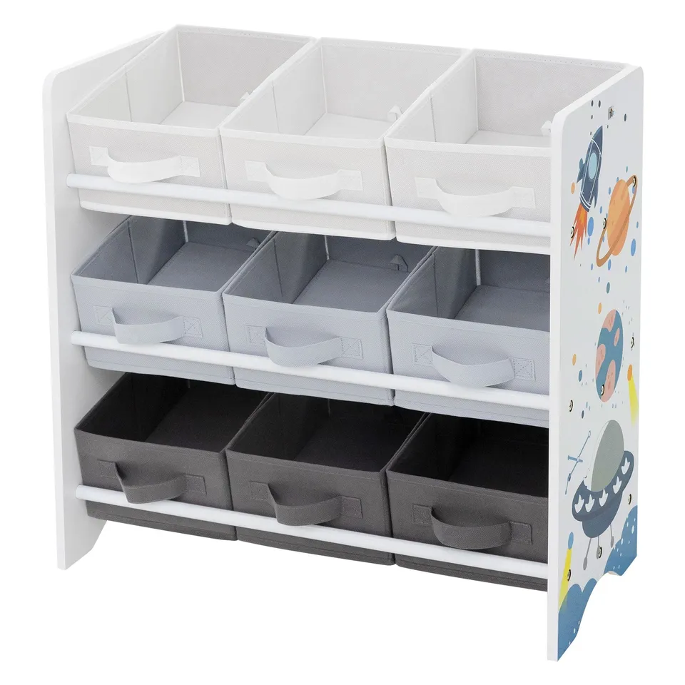Joyz Étagère enfant espace blanc 9 bacs rangement jouets