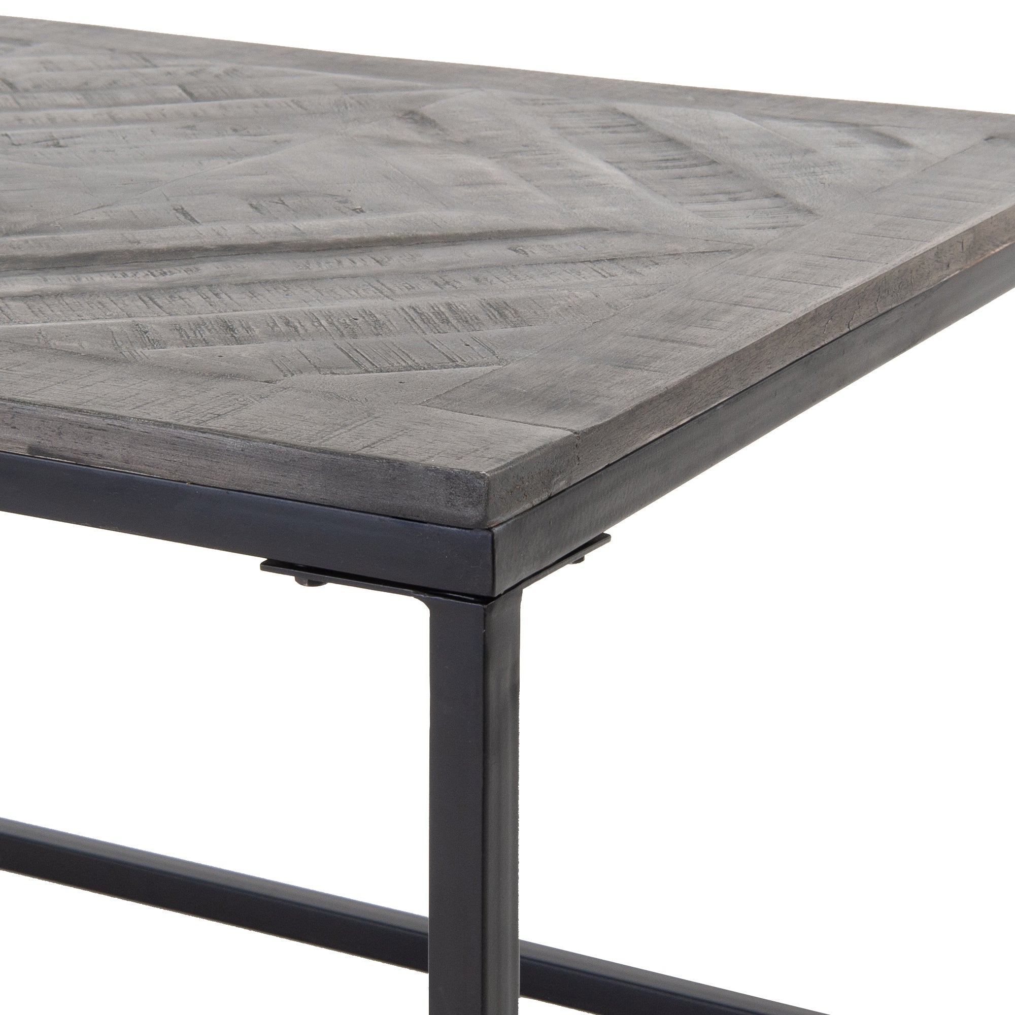 ECD Möbel table basse 120x60 gris manguier métal chevrons