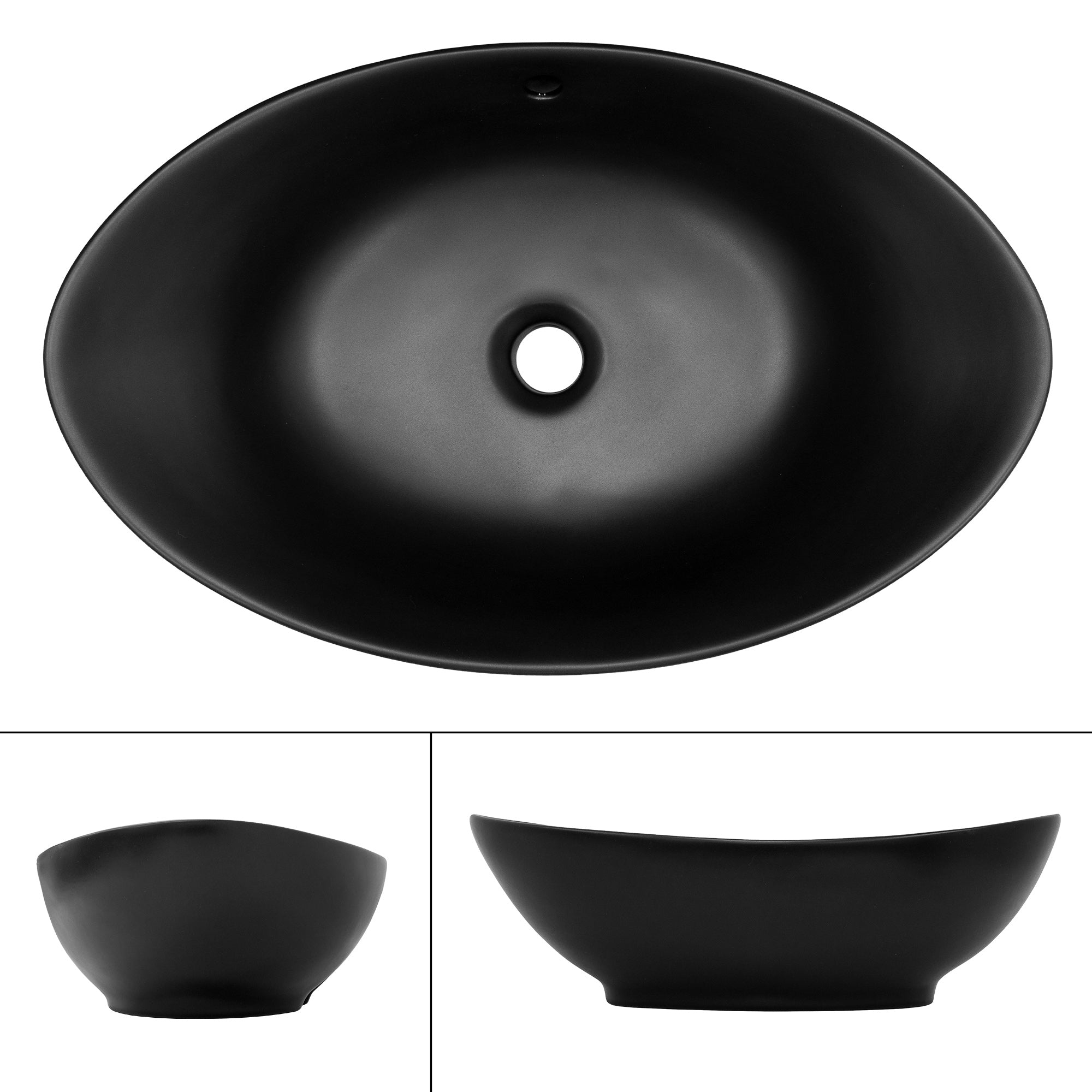 ECD Germany LuxeBath vasque à poser noire 59x38 bonde argent