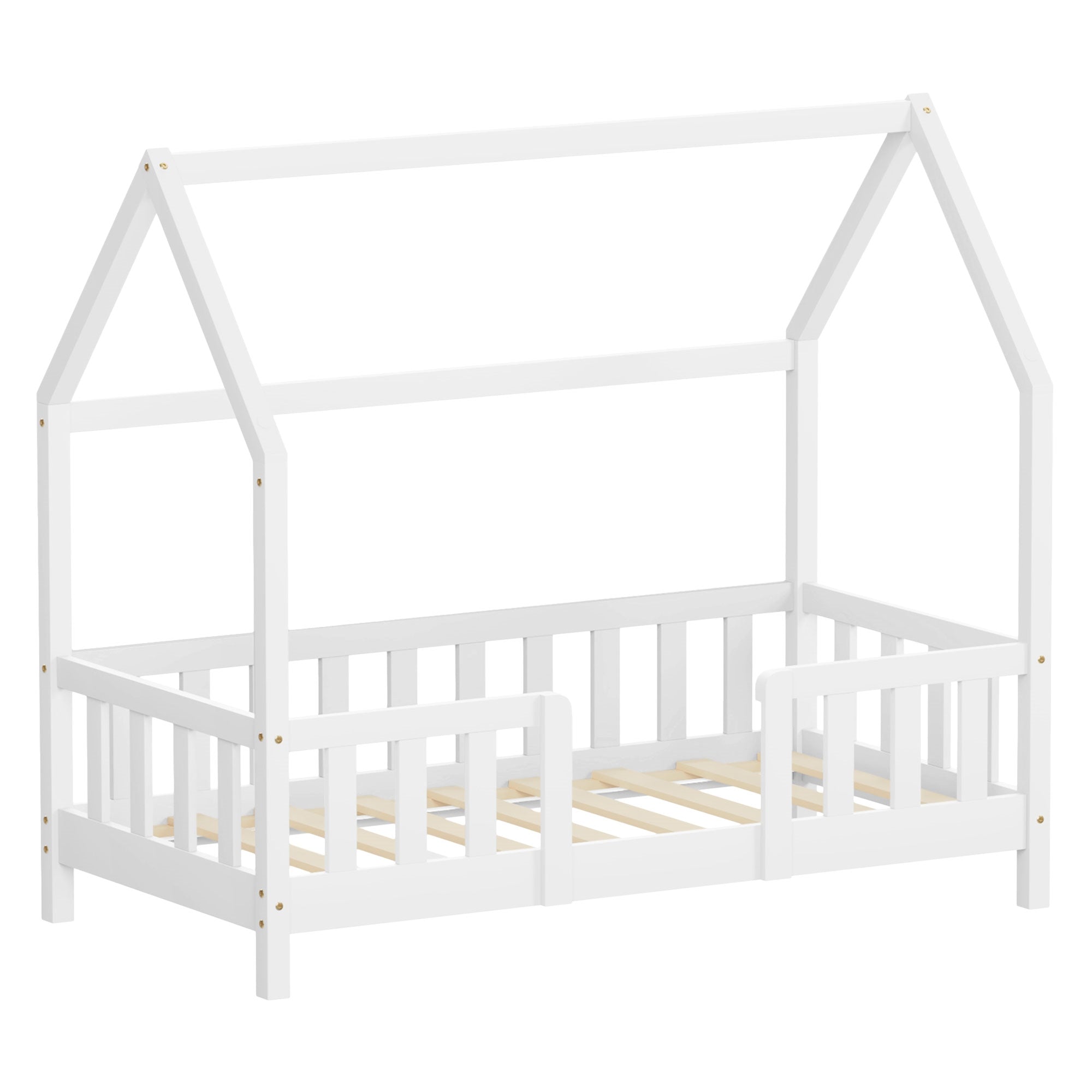 ECD Germany Kinder lit cabane 70x140 blanc avec toit