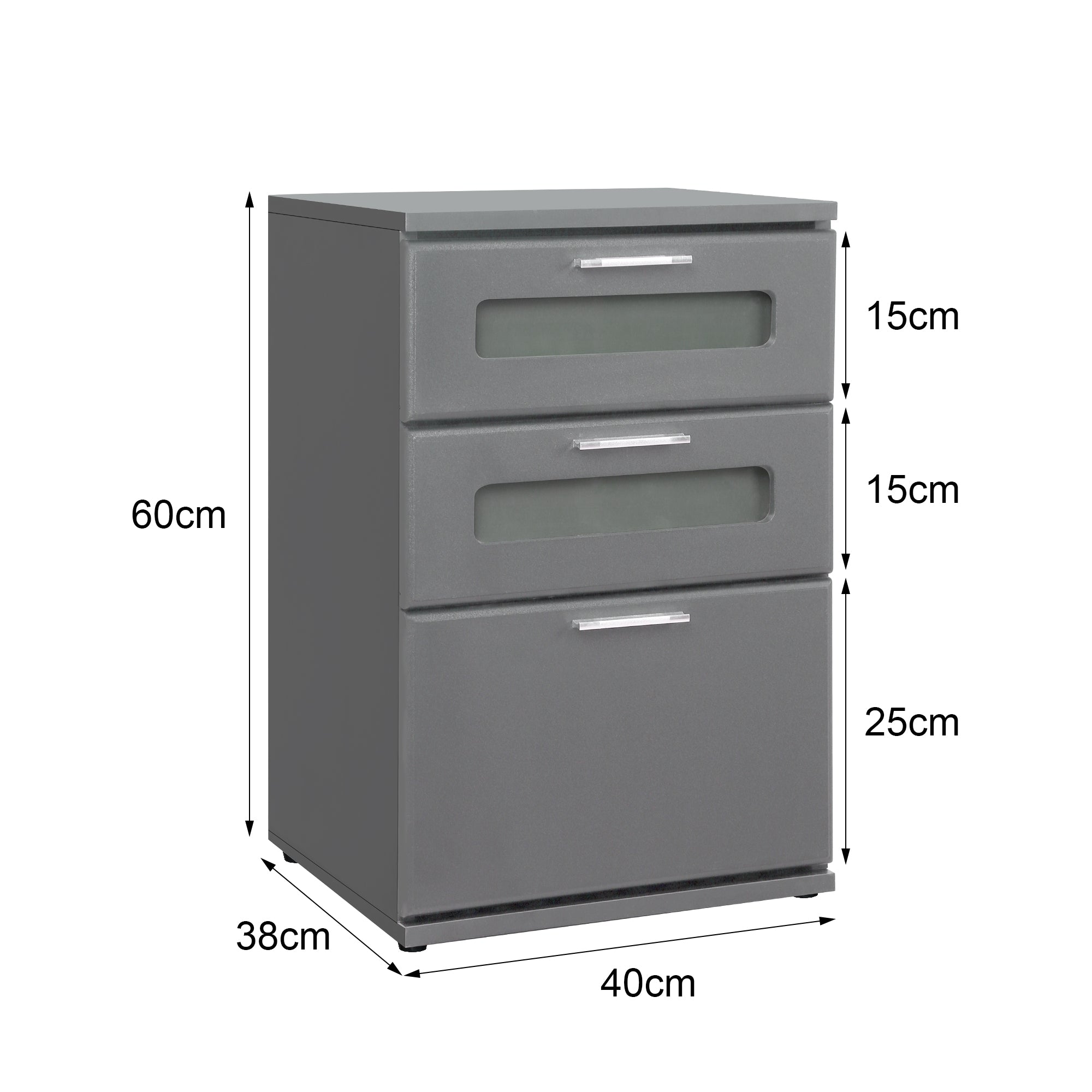 ECD Germany Möbel table de nuit gris 40x60x38 3 tiroirs