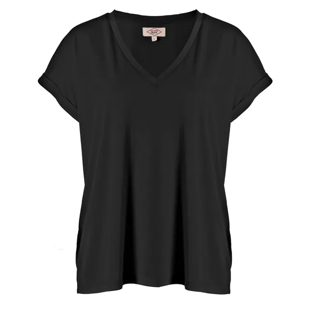 Stokomani Mode tee-shirt fluide noir manche courte M