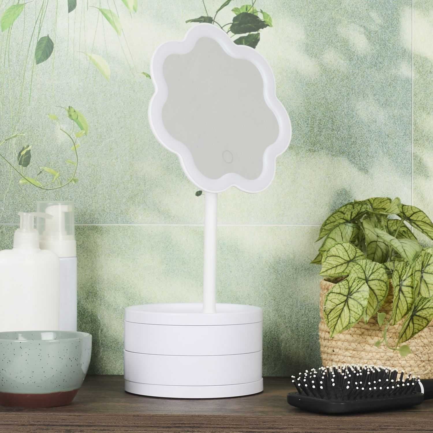 Miroir Nuage LED avec Rangement Coiffeuse Beauté