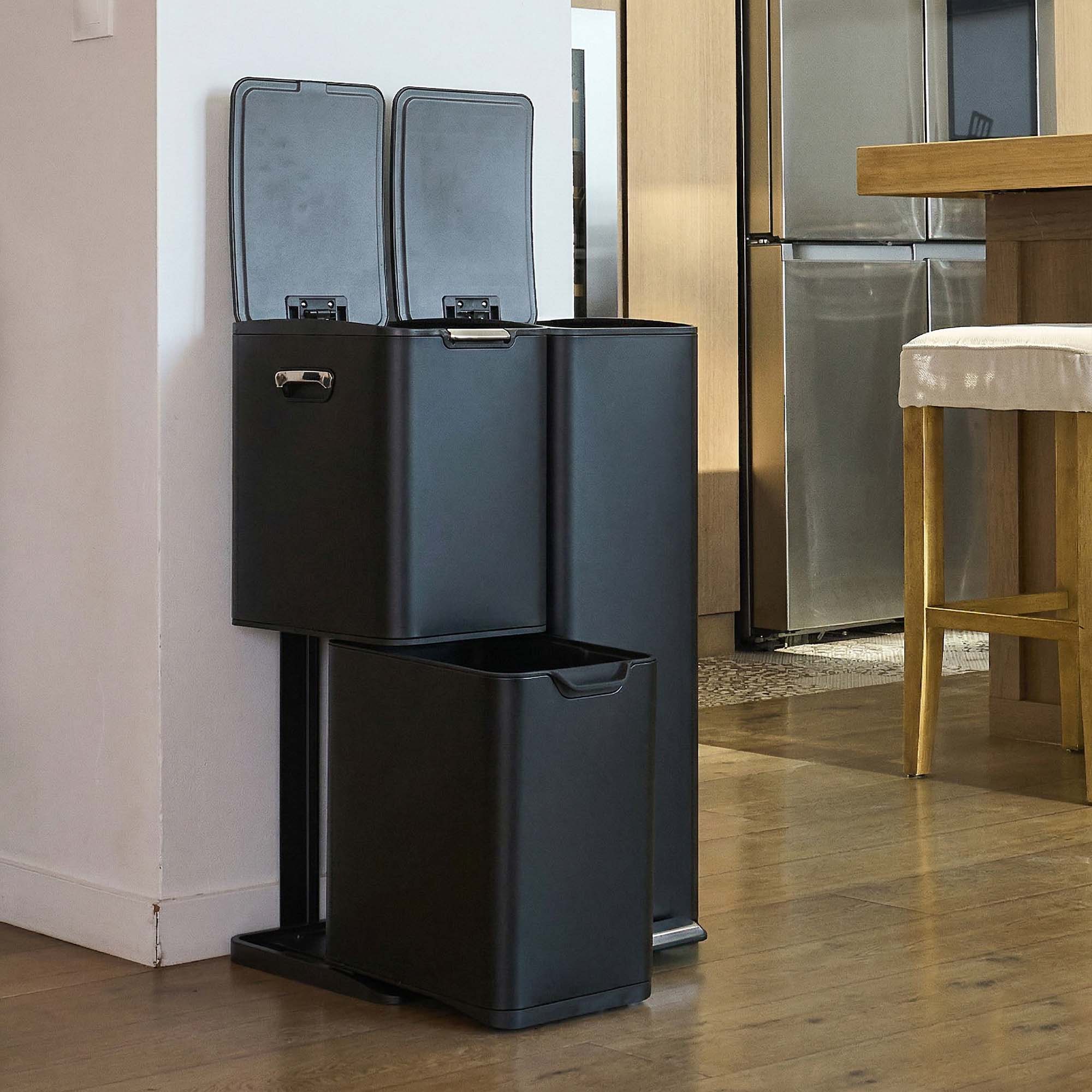 Red Deco Haja poubelle tri 60L inox noir à pédale