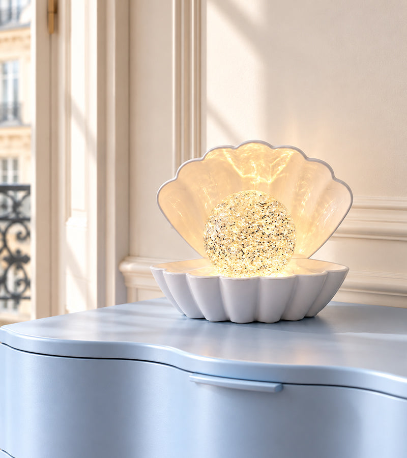 L'avant gardiste Veilleuse Coquillage à paillettes lumineuse