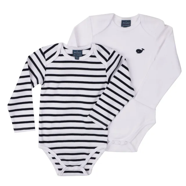Stokomani lot 2 bodies blanc bébé 12M
