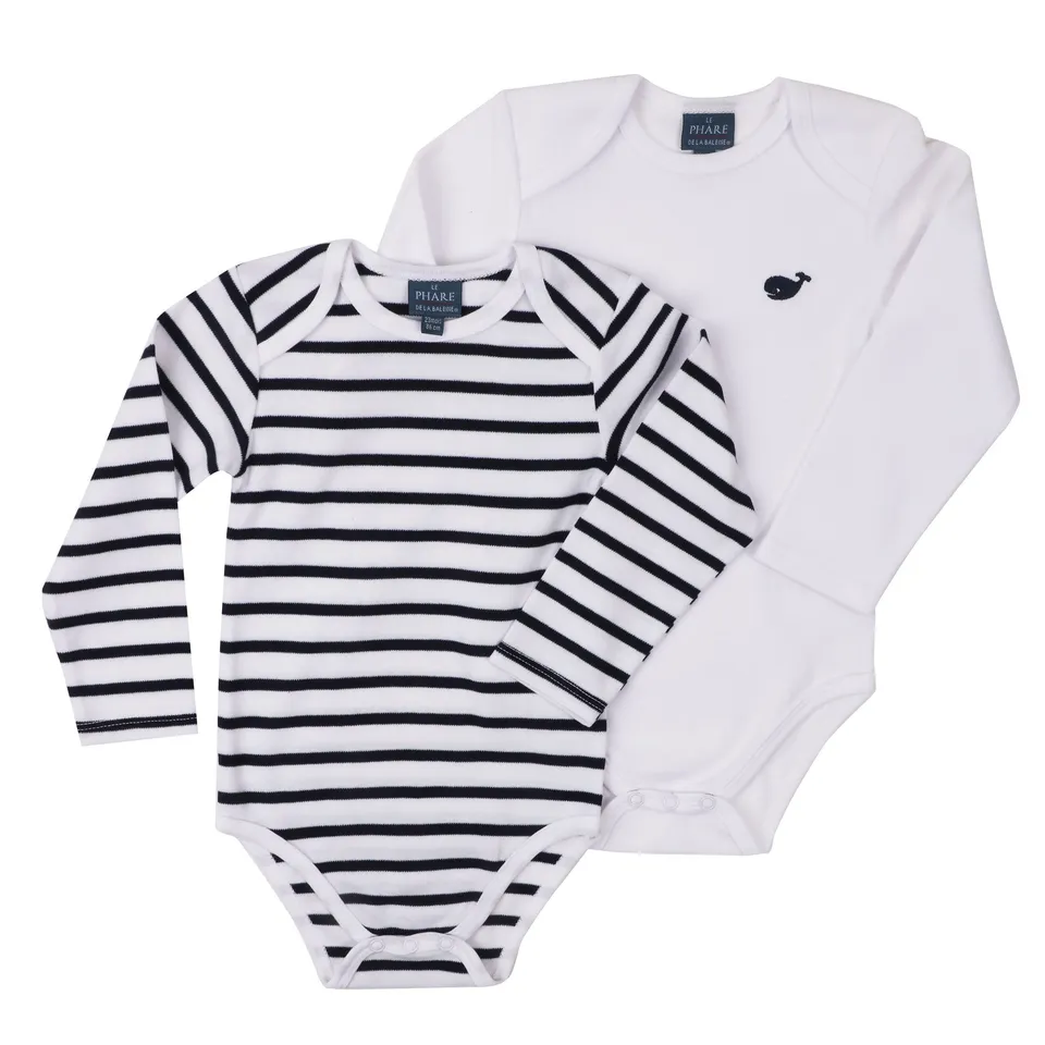 Stokomani lot 2 bodies blanc bébé 12M