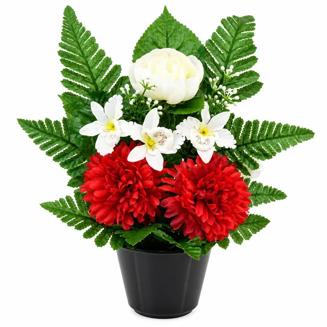 Stokomani pot chrysanthème orchidée 30cm fleurs artificielles