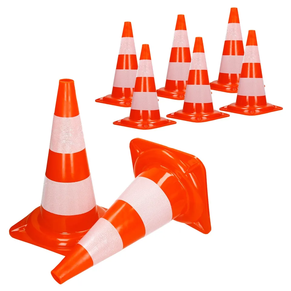ECD Germany Cône de signalisation 47 cm Orange Lot de 8 PVC