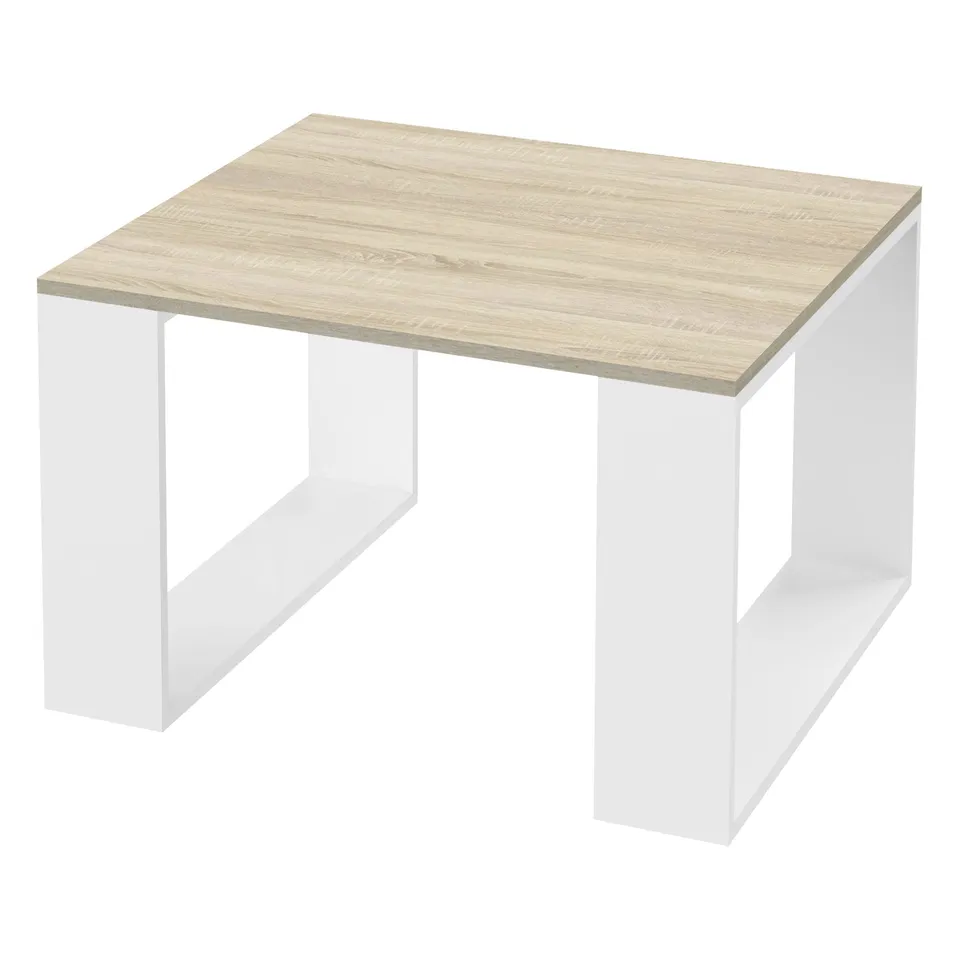 ECD Germany Möbel table basse carrée 65x65 cm chêne blanc