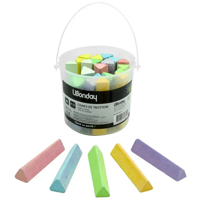 Safe Tool Fournitures scolaires Pot 25 craies trottoir triangles couleur