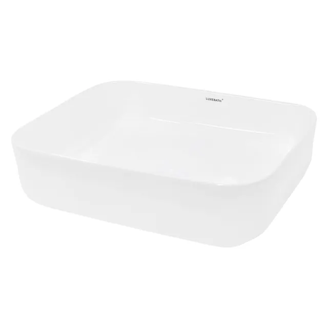 LuxeBath vasque à poser blanche céramique 50 cm sans trop-plein