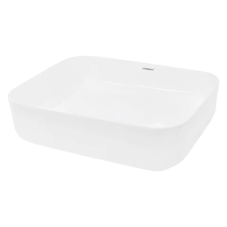 LuxeBath vasque à poser blanche céramique 50 cm sans trop-plein