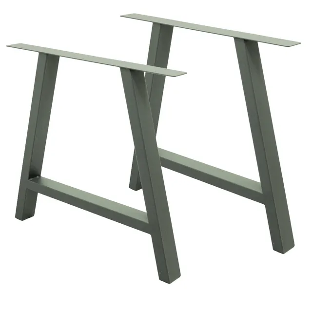 ECD Germany Möbel 2 Pieds Table Acier Gris Pierre 70x72 cm