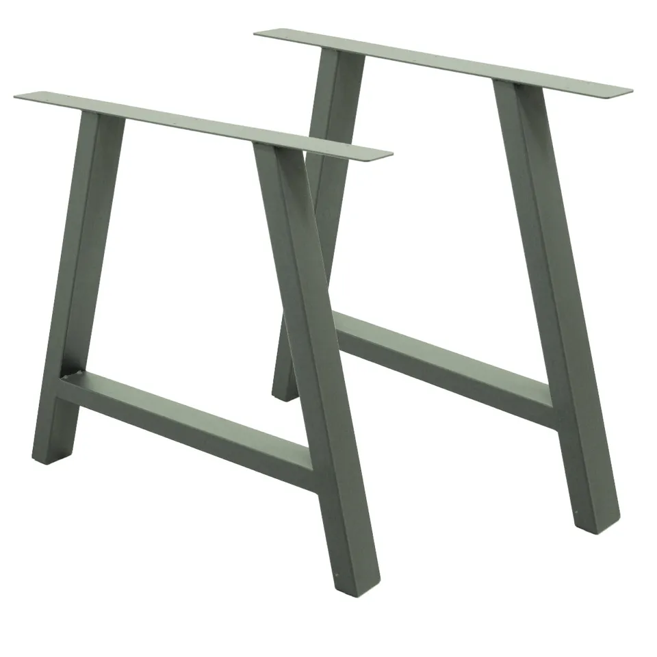 ECD Germany Möbel 2 Pieds Table Acier Gris Pierre 70x72 cm