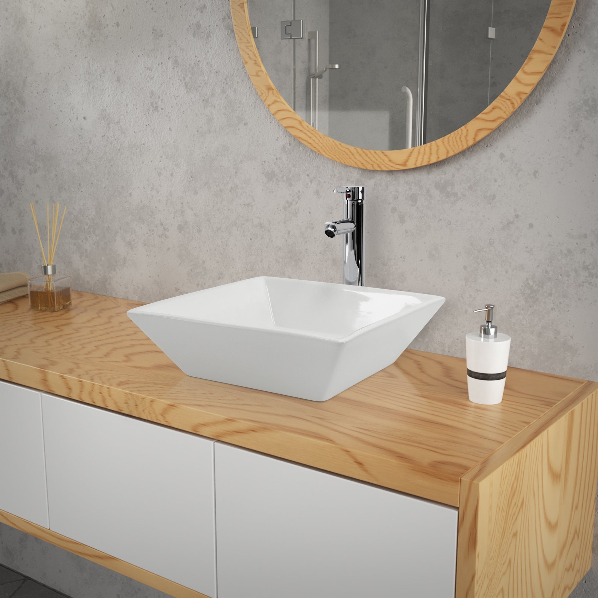 ECD Germany ML-Design vasque céramique blanche 41x41 + bonde