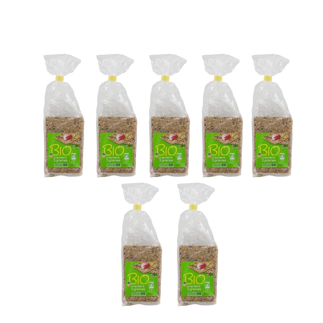 Leader Price Apéritif Crackers 3 graines Bio 200g Lot de 7