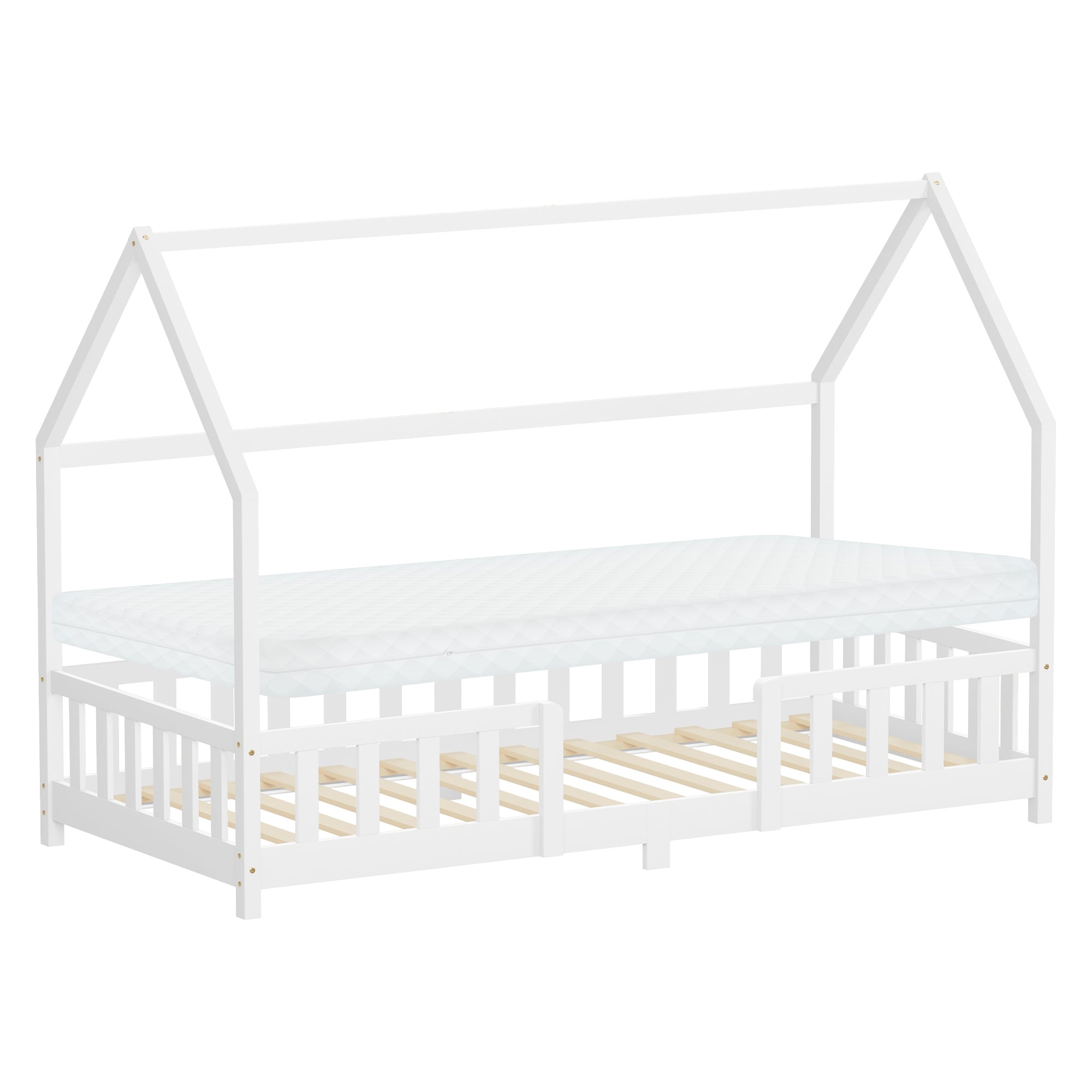 ECD Germany lit cabane enfant blanc 90x200 matelas inclus
