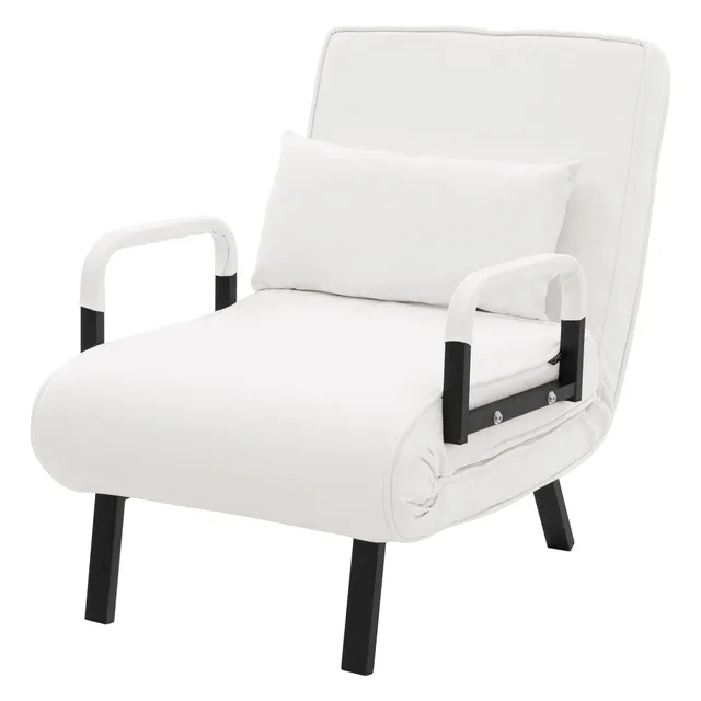 ECD Germany Meuble fauteuil-lit blanc 186x60 cm chenille acier