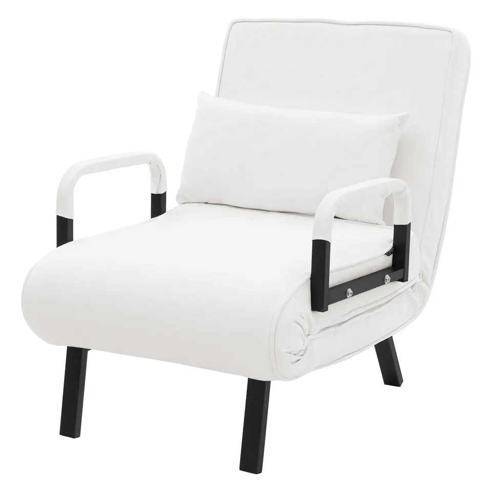 ECD Germany Meuble fauteuil-lit blanc 186x60 cm chenille acier