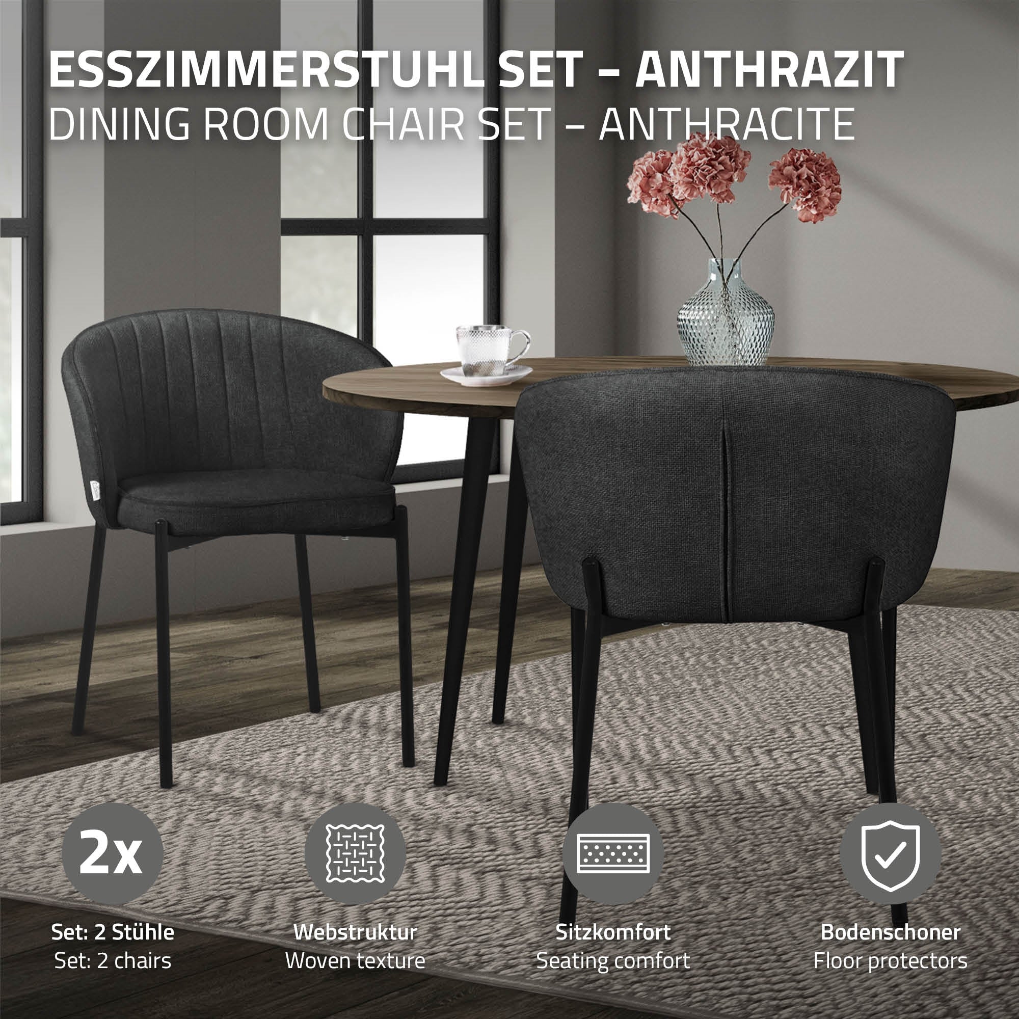 ECD Germany Möbel ML-Design chaise anthracite lot 2 polyester