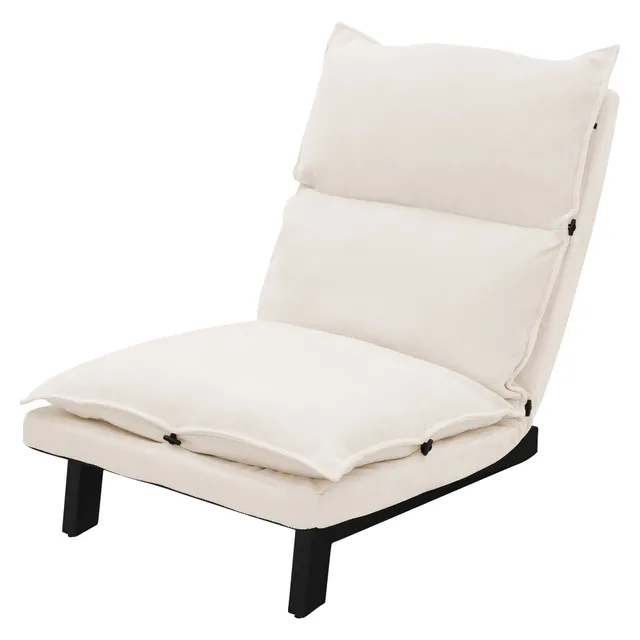 ECD Germany fauteuil de sol lin beige dossier réglable 73 cm