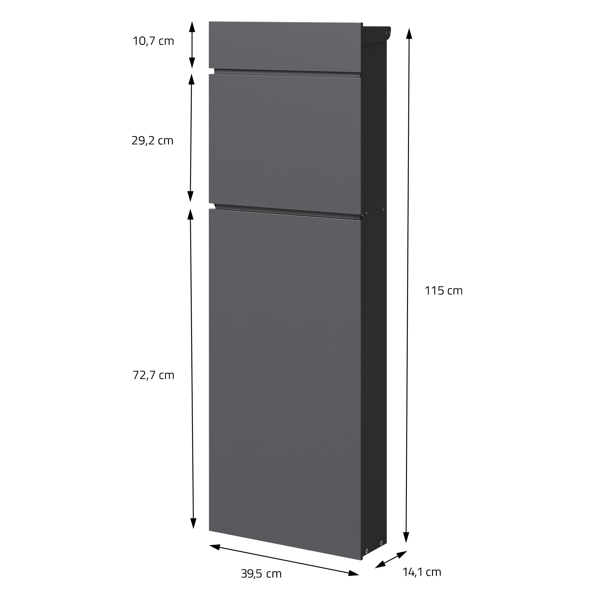ML-Design boîte aux lettres sur pied anthracite 115 cm A4