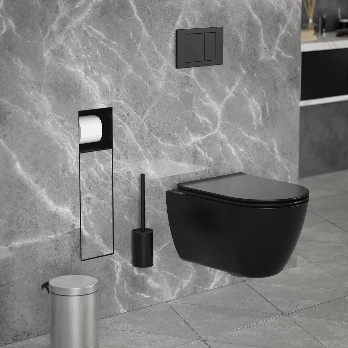 ECD Germany niche murale WC encastrée 60x20 cm noir mat