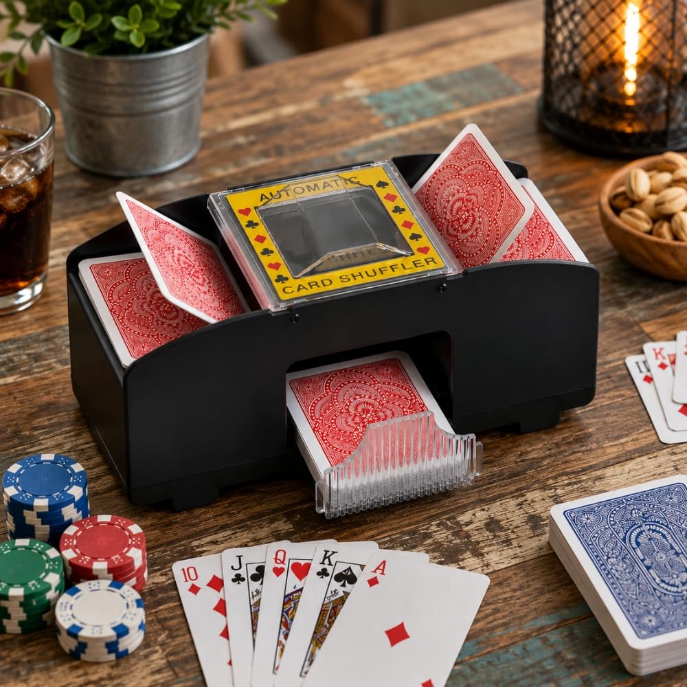 Shop-Story Mélangeur cartes automatique électrique 2 jeux noir