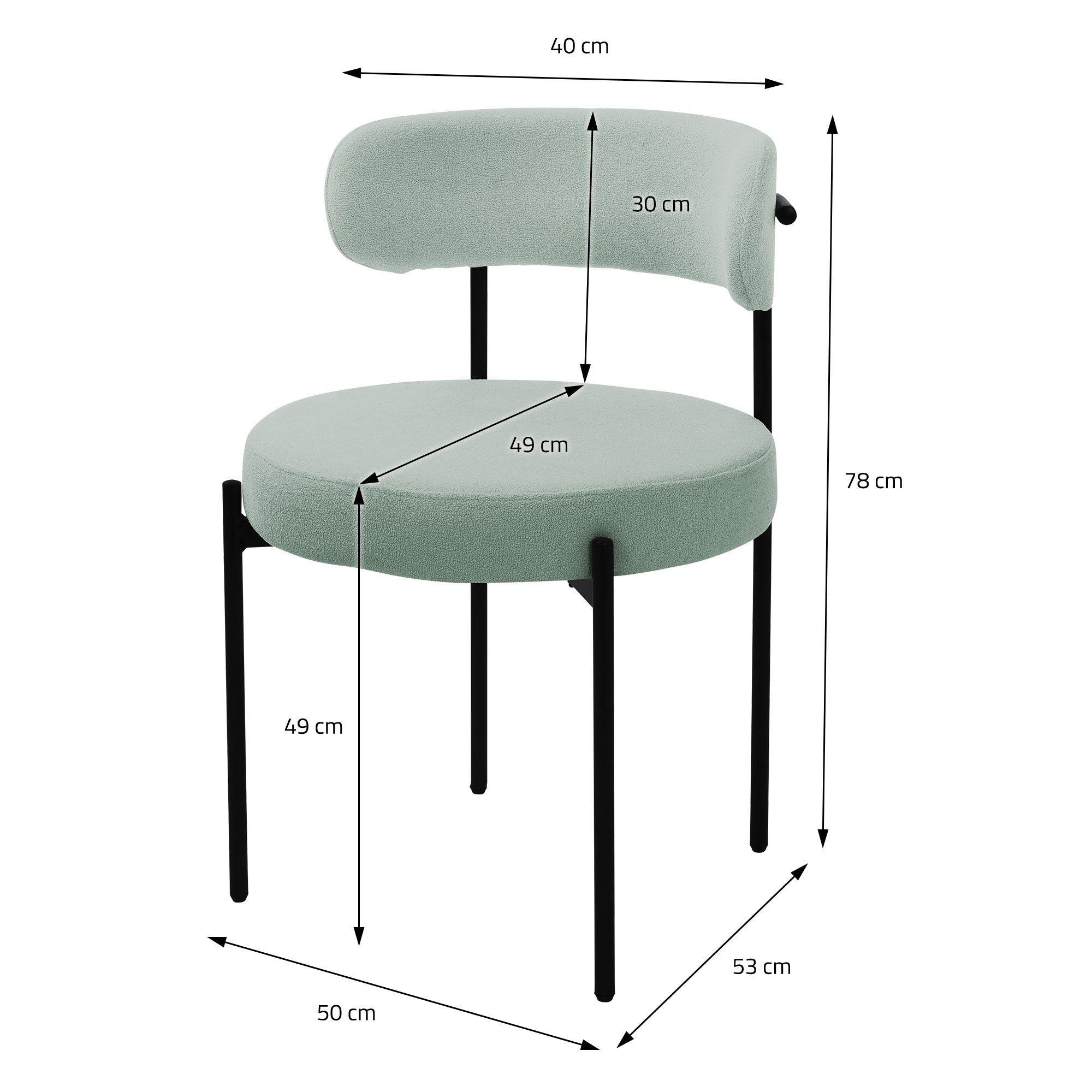 ECD Germany Möbel chaise salle à manger vert lot 6 bouclé