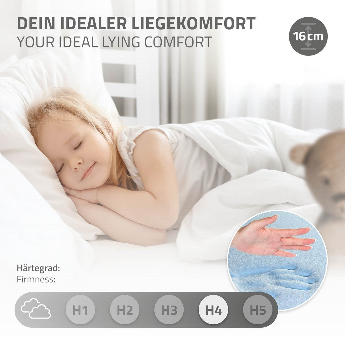 ECD Germany Kinder lit cabane 90x200 blanc avec matelas pin