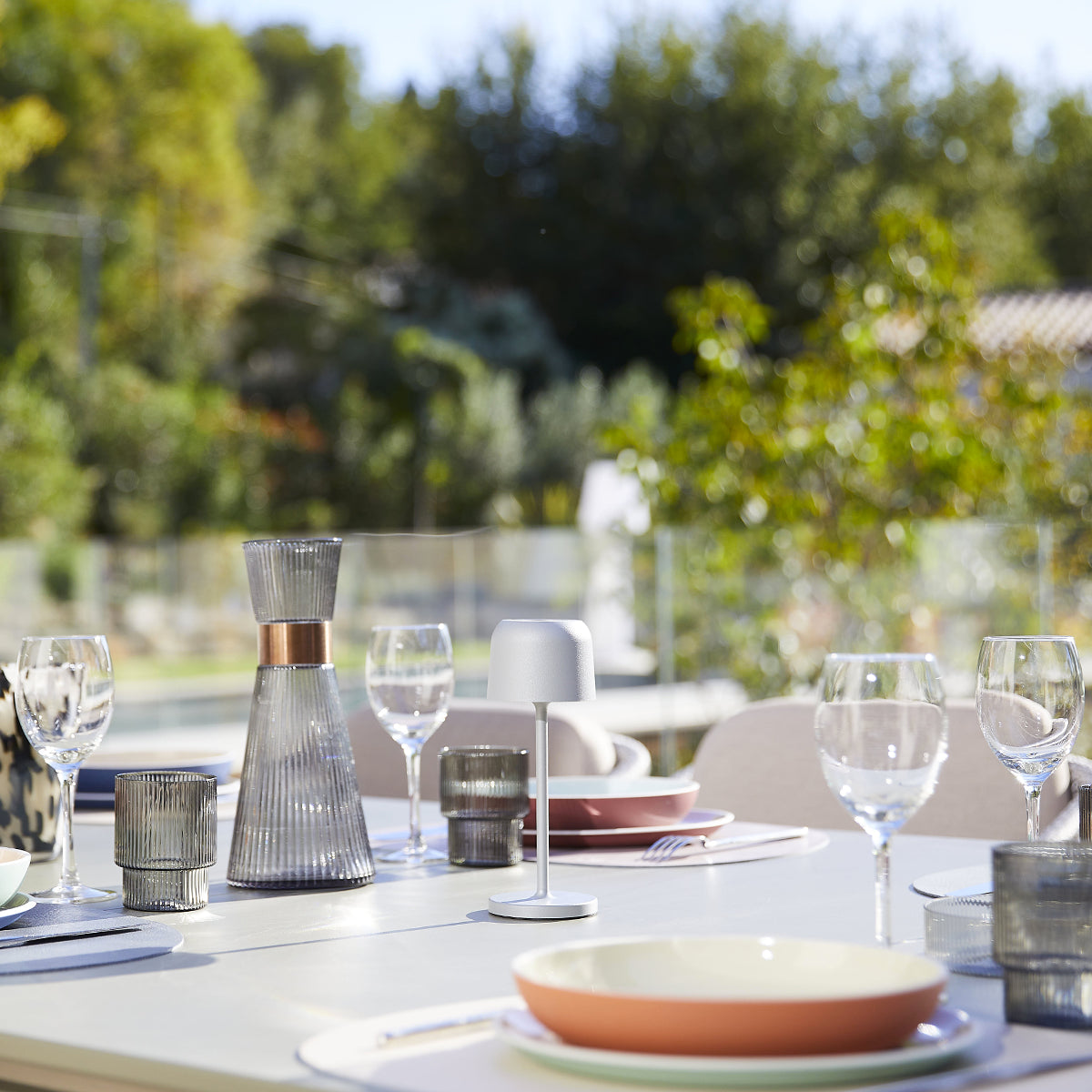 Red Deco Sophia Grey lampe table sans fil LED lot 6 gris H20cm
